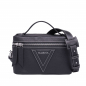 Preview: Shoulder bag made of black calfskin leather with contrast stitching